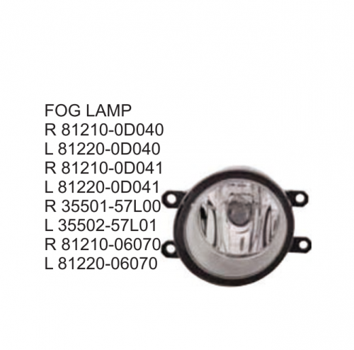 Toyota RAV4 2010-2012 Fog lamp 81210-0D040 81220-0D040 81210-0D041 81220-0D041 35501-57L00 35502-57L01 81210-06070 81220-06070